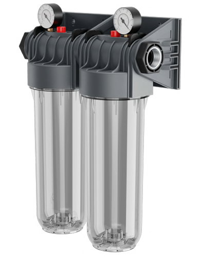 10" İkili Filtre Kabı Manometreli